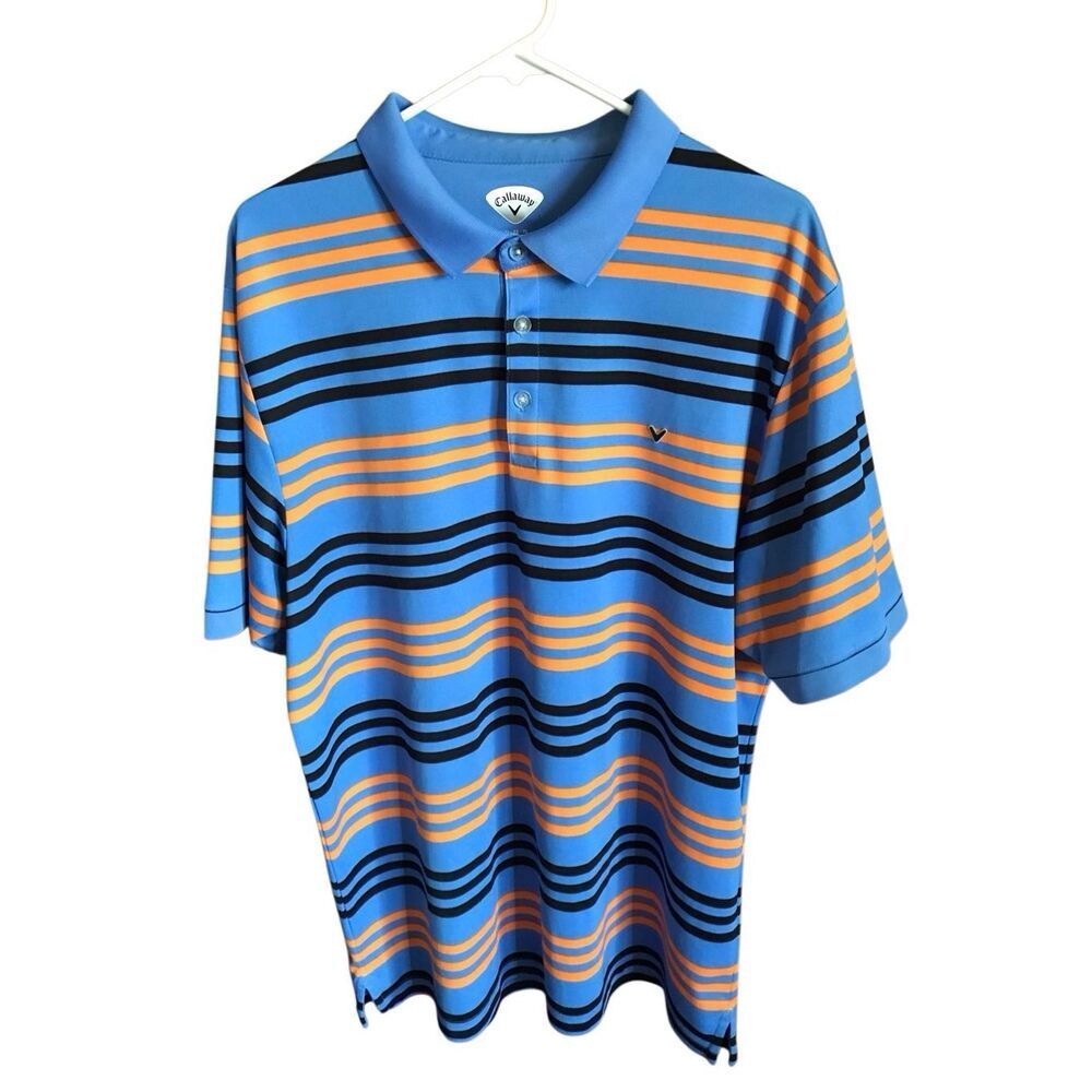 Callaway golf polo shirt Size XL blue orange striped short sleeve